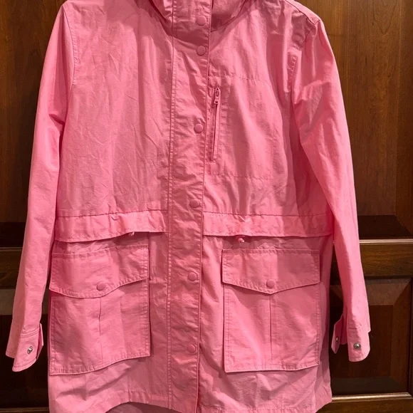 J. Crew Perfect Lightweight Rain Jacket Pink Orange Size Small - Picture 8 of 16